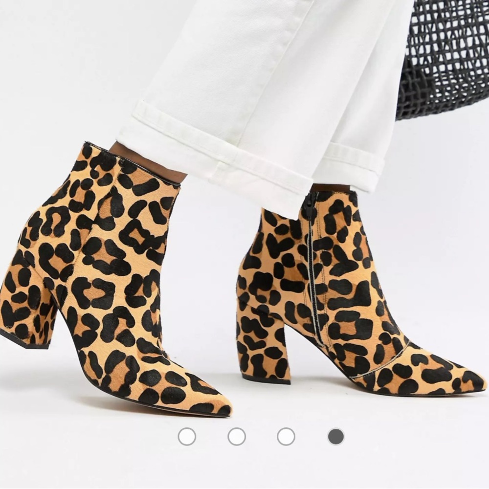 ASOS DESIGN Radiant leather ankle boots in leopard